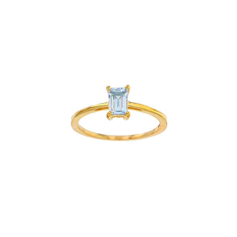 Aquamarine Gold Ring Rectangular (18k Gold)