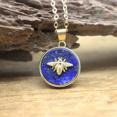 Bee pendant necklace <br> Lapis Lazuli Stone