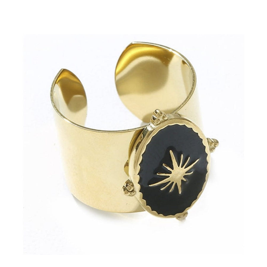 Astra Black Enamel Star Ring