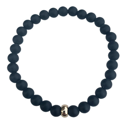 Black Onyx Bracelet Gold Disk 6mm