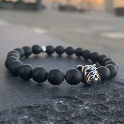 Bulldog <br> Black Onyx Bracelet (Stainless Steel)