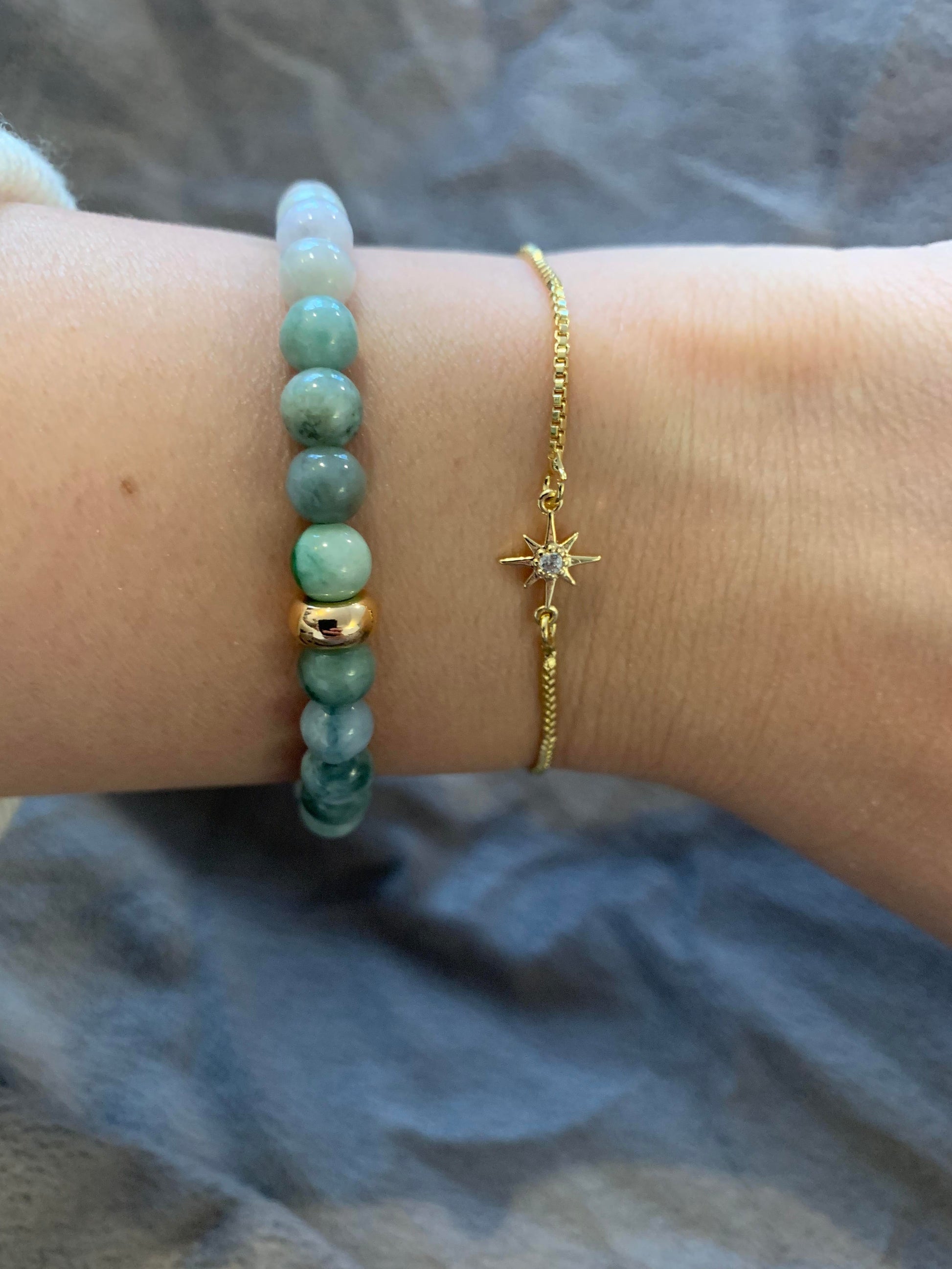 Burma Jade Rose Quartz Bracelet -Vue2