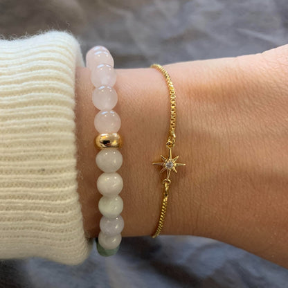 Burma Jade Rose Quartz Bracelet -vue3