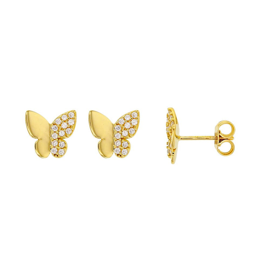Butterfly Stud Earrings cz (9k Gold)