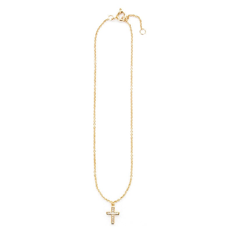 CROSS Anklet <br> Cross gold plated cz