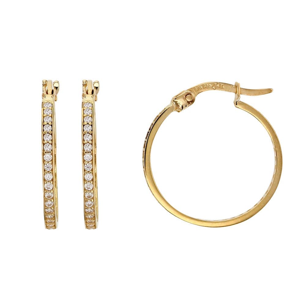 Creole Hoops cz Earrings 16mm (9k Gold)