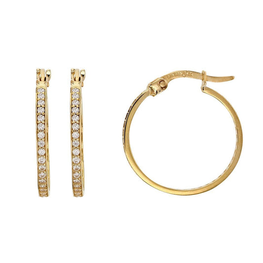 Creole Hoops cz Earrings 16mm (9k Gold)