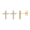 Cross Gold Stud Earrings cz (18k Gold)