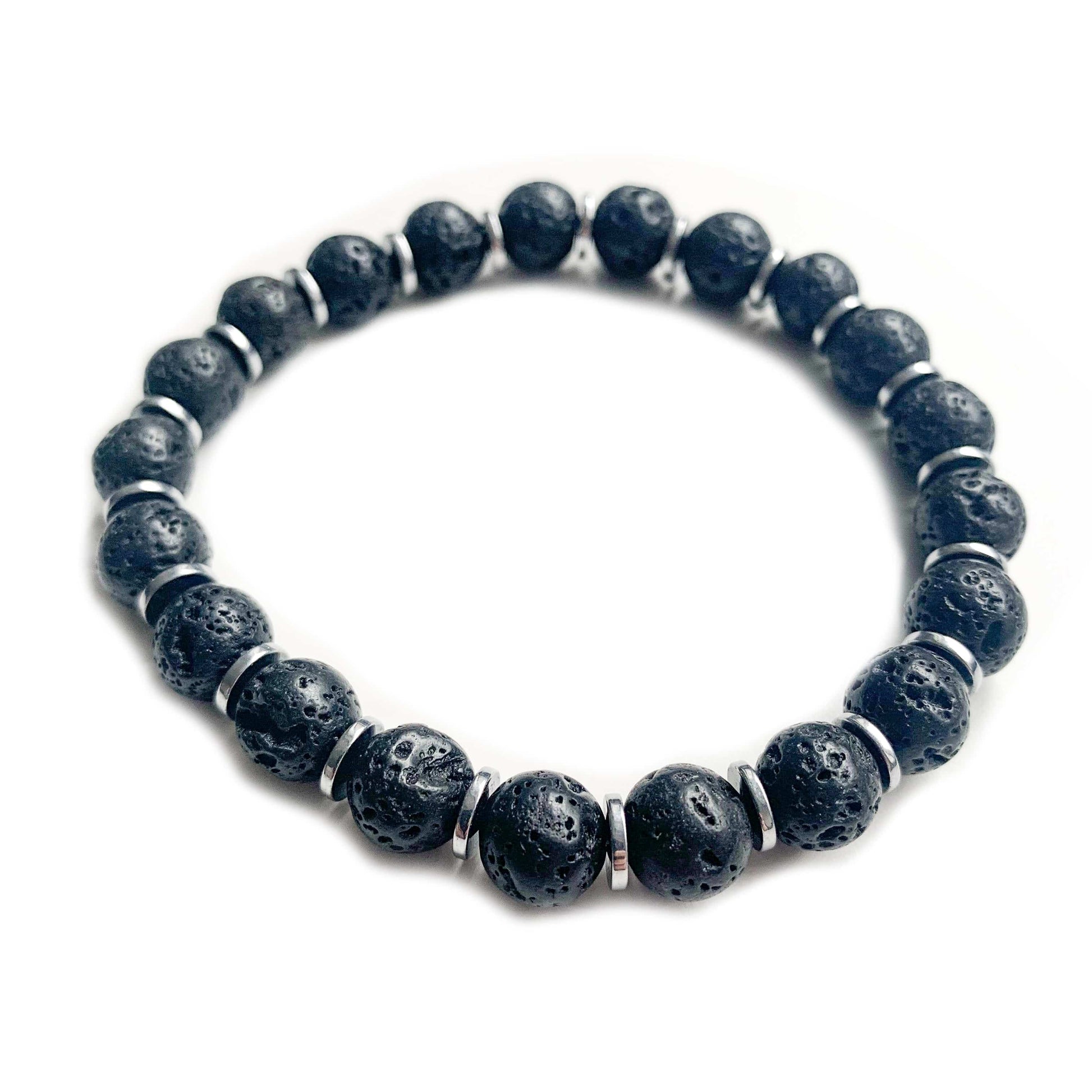 Darkside N1 Lava stone bracelet and hematite disks