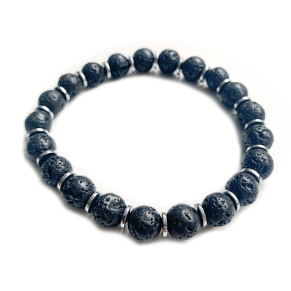 Darkside N1 Lava stone bracelet and hematite disks