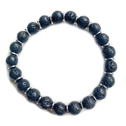 Darkside N1 Lava stone bracelet and hematite disks