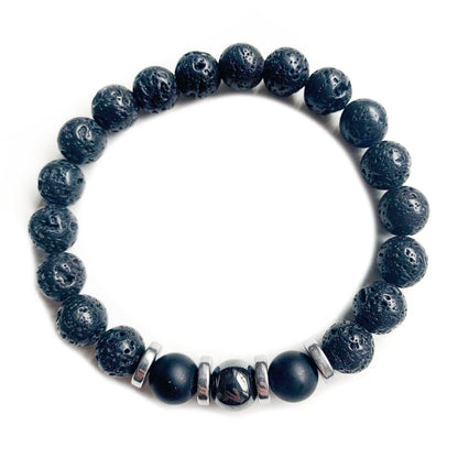 Darkside N4 Lava stone bracelet, black onyx and hematite disks
