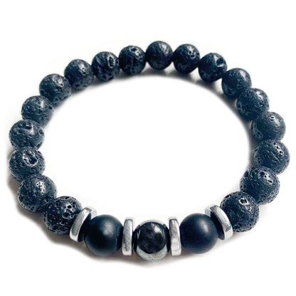 Darkside N4 Lava stone bracelet, black onyx and hematite disks