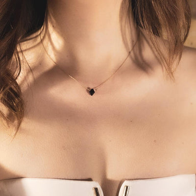 Black onyx necklace diamond shape