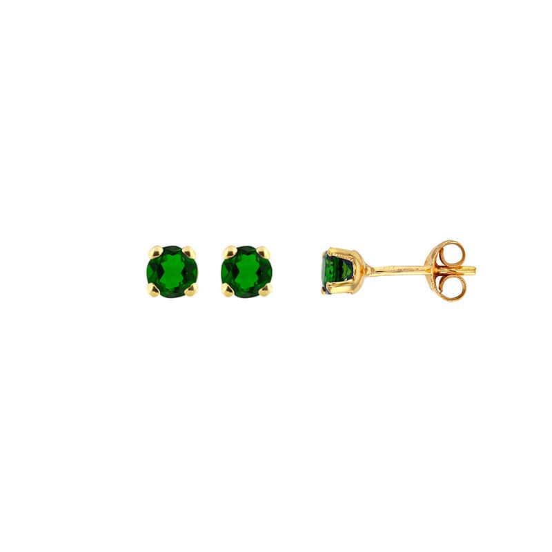 Emerald Stud Earrings Gold 18k 3mm | Mi Cielo London