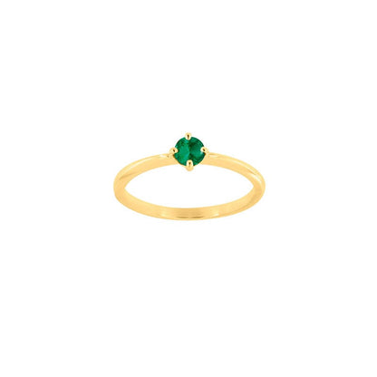 Emerald Solitaire Ring 4mm (18k gold) | Mi Cielo London