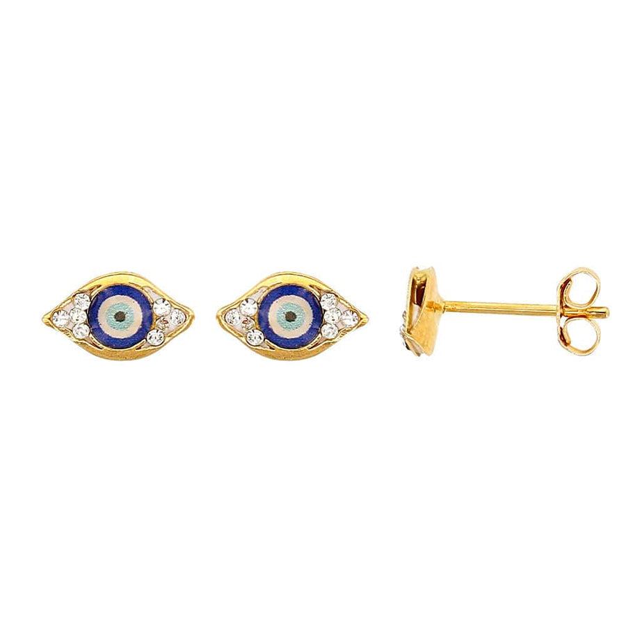 Evil Eye Stud Earrings 18k Gold