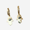 Hamsa Evil Eye Gold Hoops Earrings