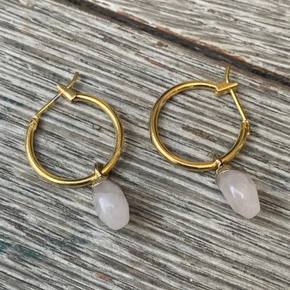 Rose quartz Hoops Earrings | Mi Cielo London 
