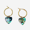 Abalone Blue Heart Hoops Earrings