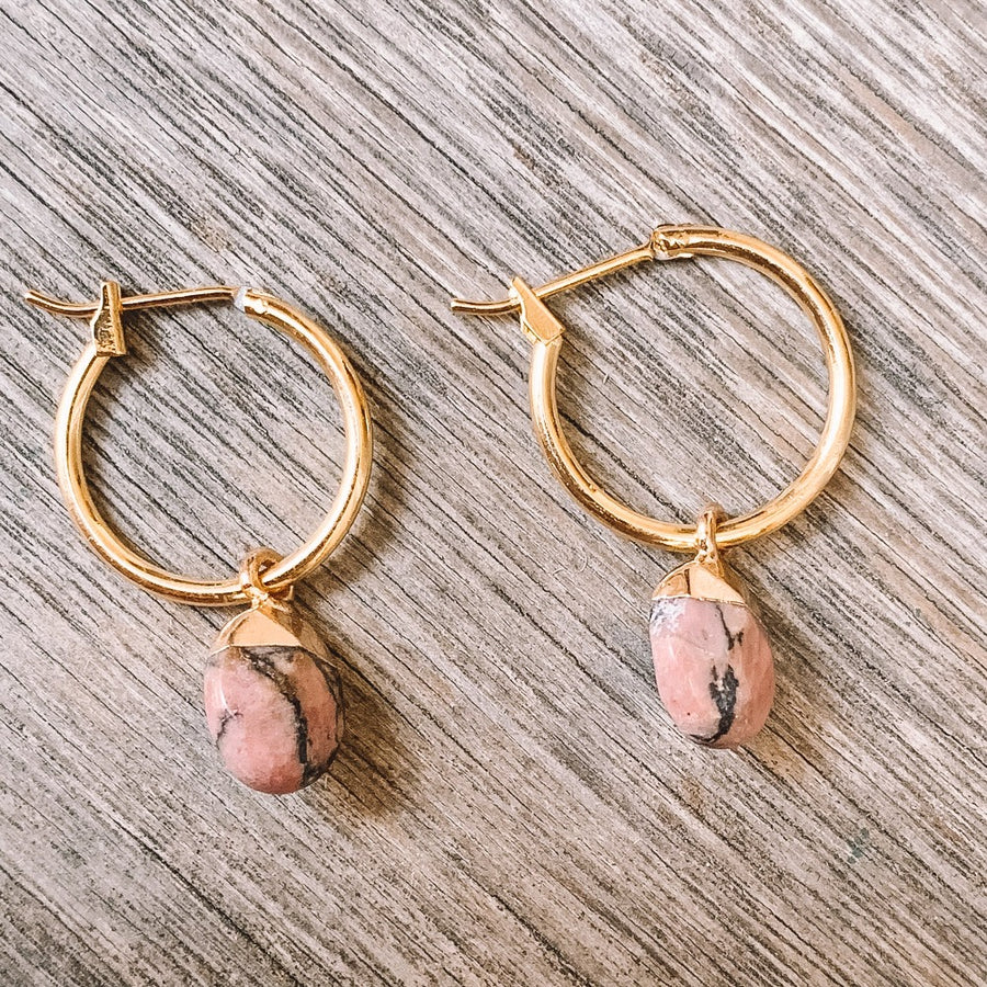 Rhodonite Hoops Gold (18k Gold plated)