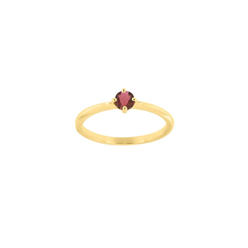 Garnet Solitaire Gold Ring (18k Gold)