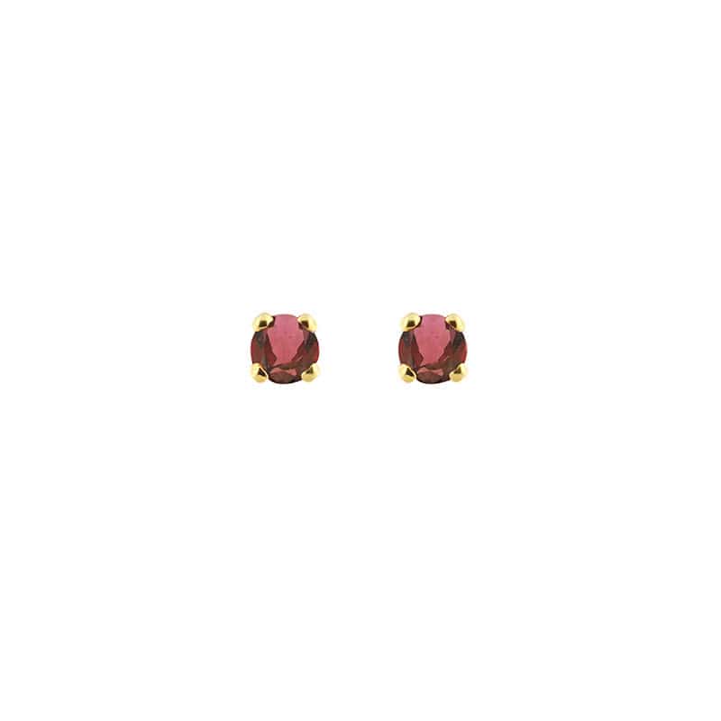 Garnet Stud Earrings Gold 18k 3mm | MiCielo London