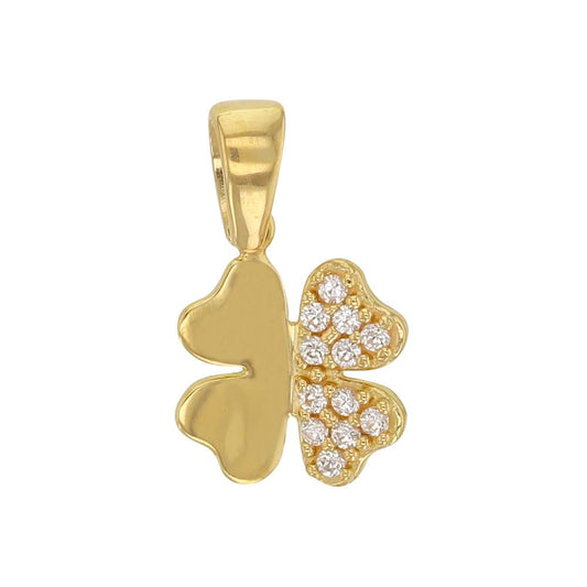 Gold Clover Pendant cz (9K Gold)