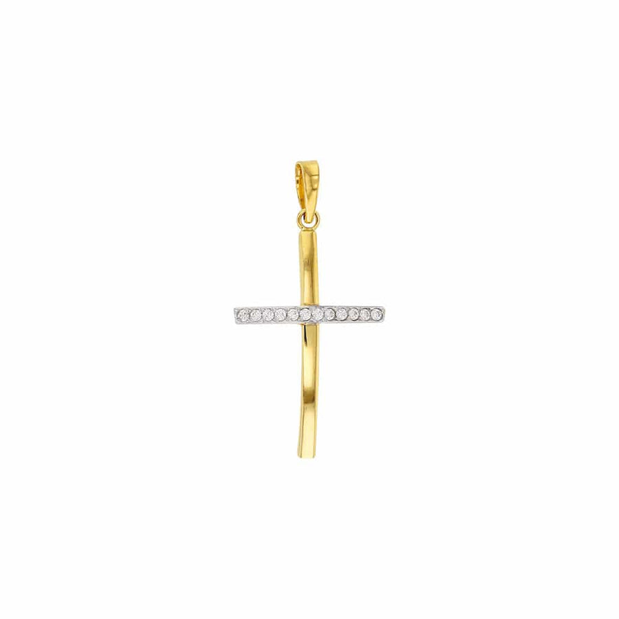 Fine Gold Cross Pendant cz (9K Gold)