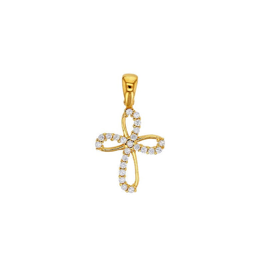 Gold Lace Cross Pendant cz (9K Gold)