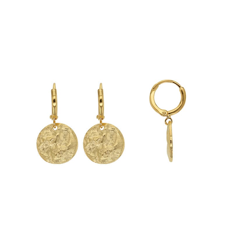 HANA Fine Gold Plated Earrings <br> Hammered disk