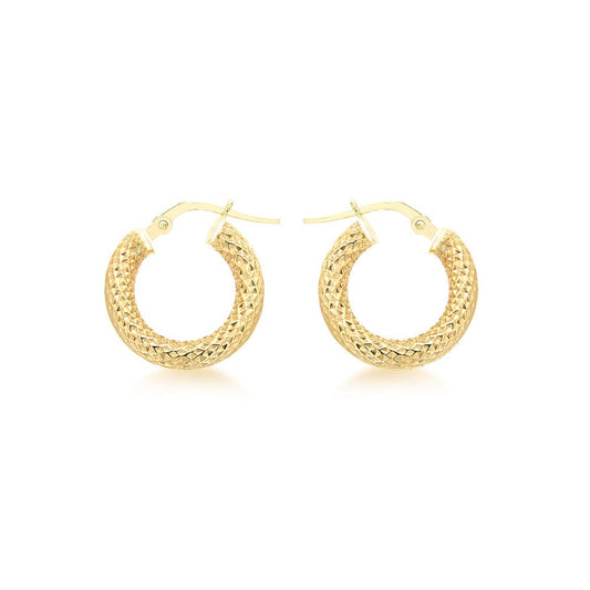 Hammered Creole Hoops Earrings (9k Gold)