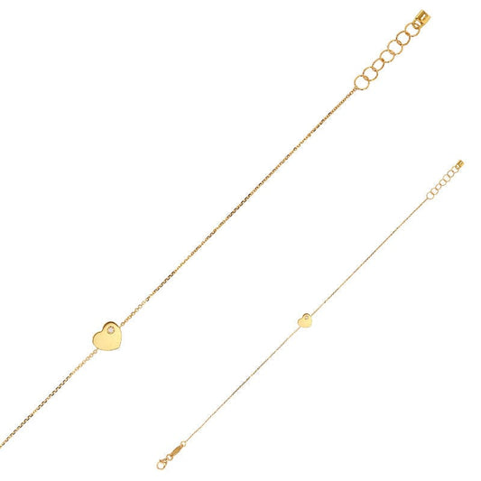 Heart Bracelet cz (9k gold)
