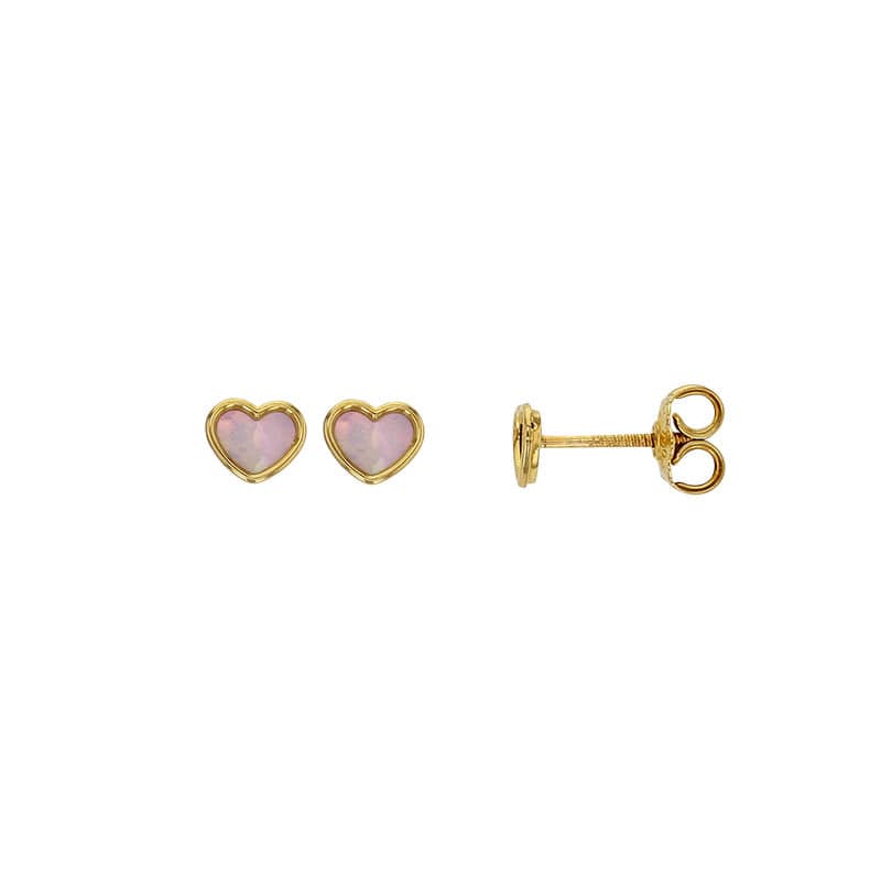 Heart Mother Pearl Stud Earrings (9k Gold)