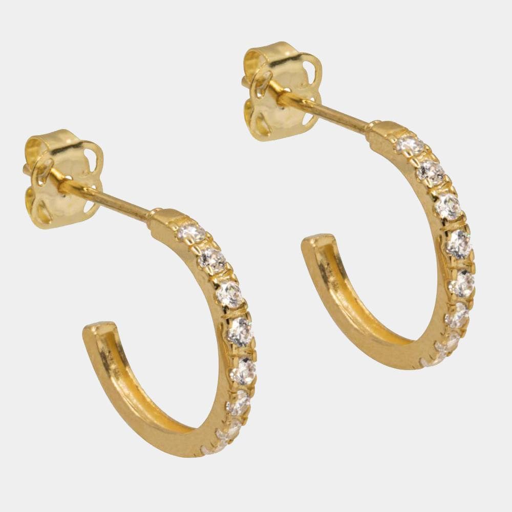 Gold Hoop Earrings with Zirconia (9K Gold) <br> Eden