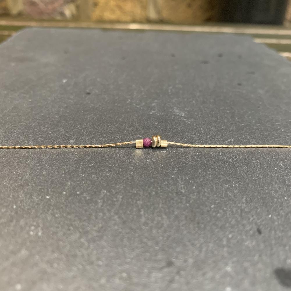 Gold Ruby Duo Disks Bracelet