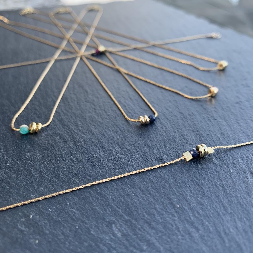 Gold Sapphire Duo Disks Bracelet