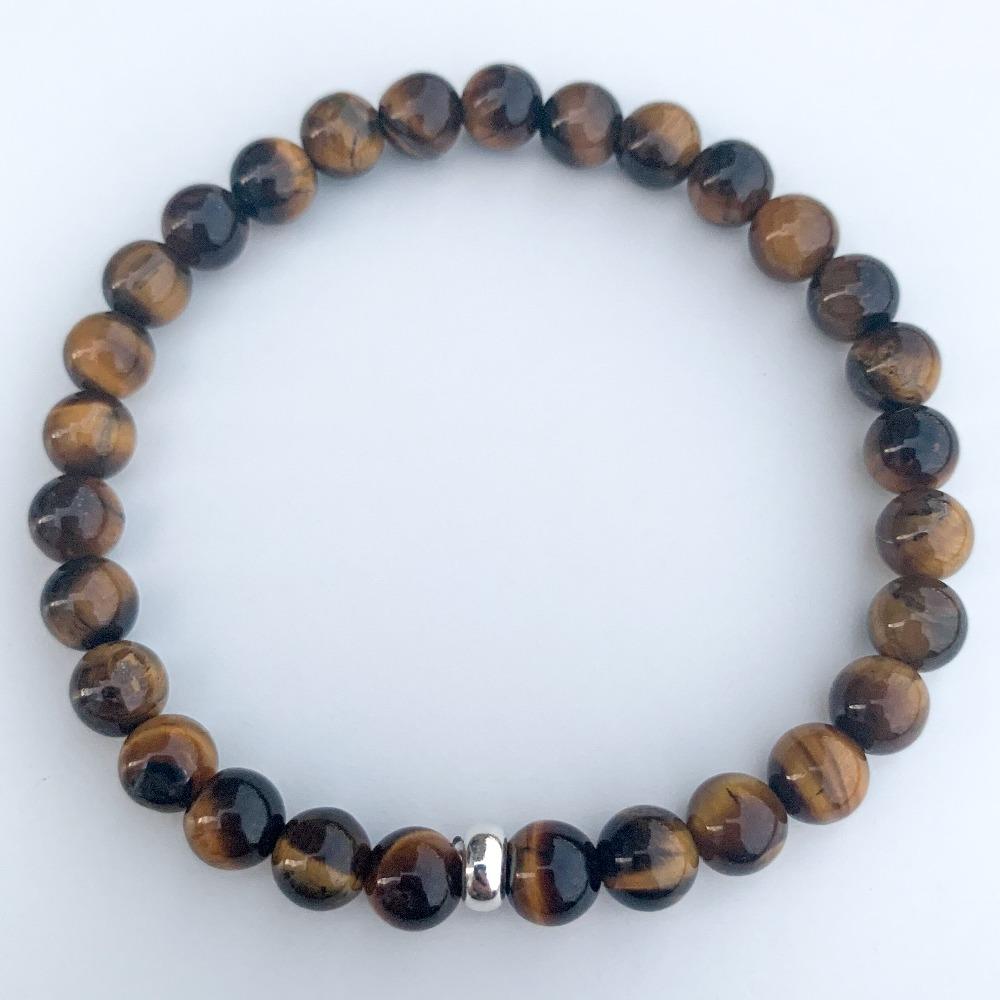 Tiger Eye Bracelet with Silver Disks 6mm
