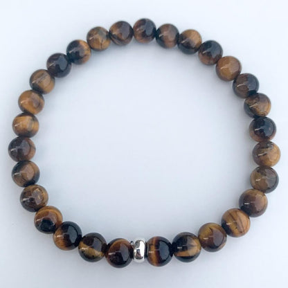 Tiger Eye Bracelet with Silver Disks 6mm