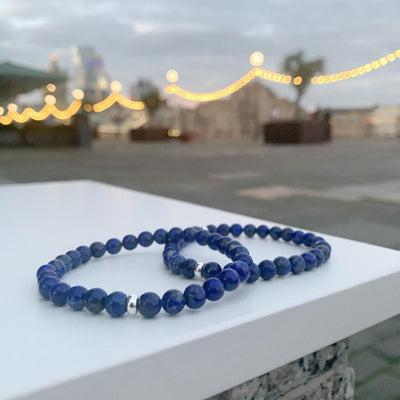 Lapis Lazuli Bracelet Silver Disks
