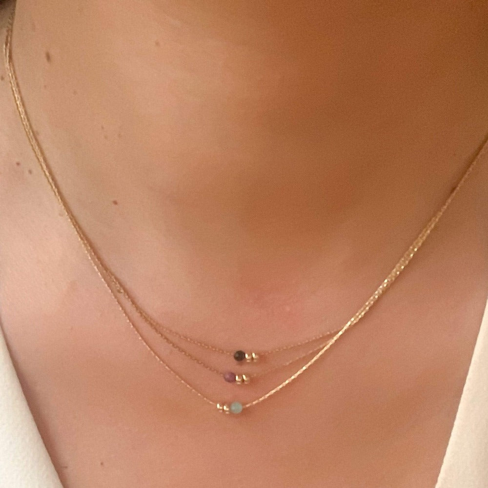 Black Spinel necklace with gold Duo Disks