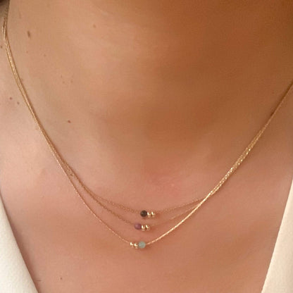 Black Spinel necklace with gold Duo Disks