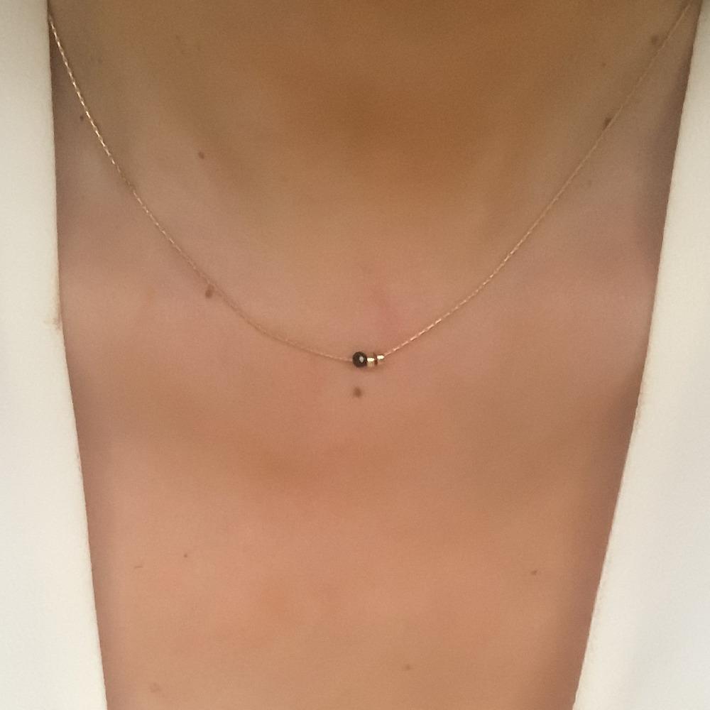 Black Spinel necklace with gold Duo Disks