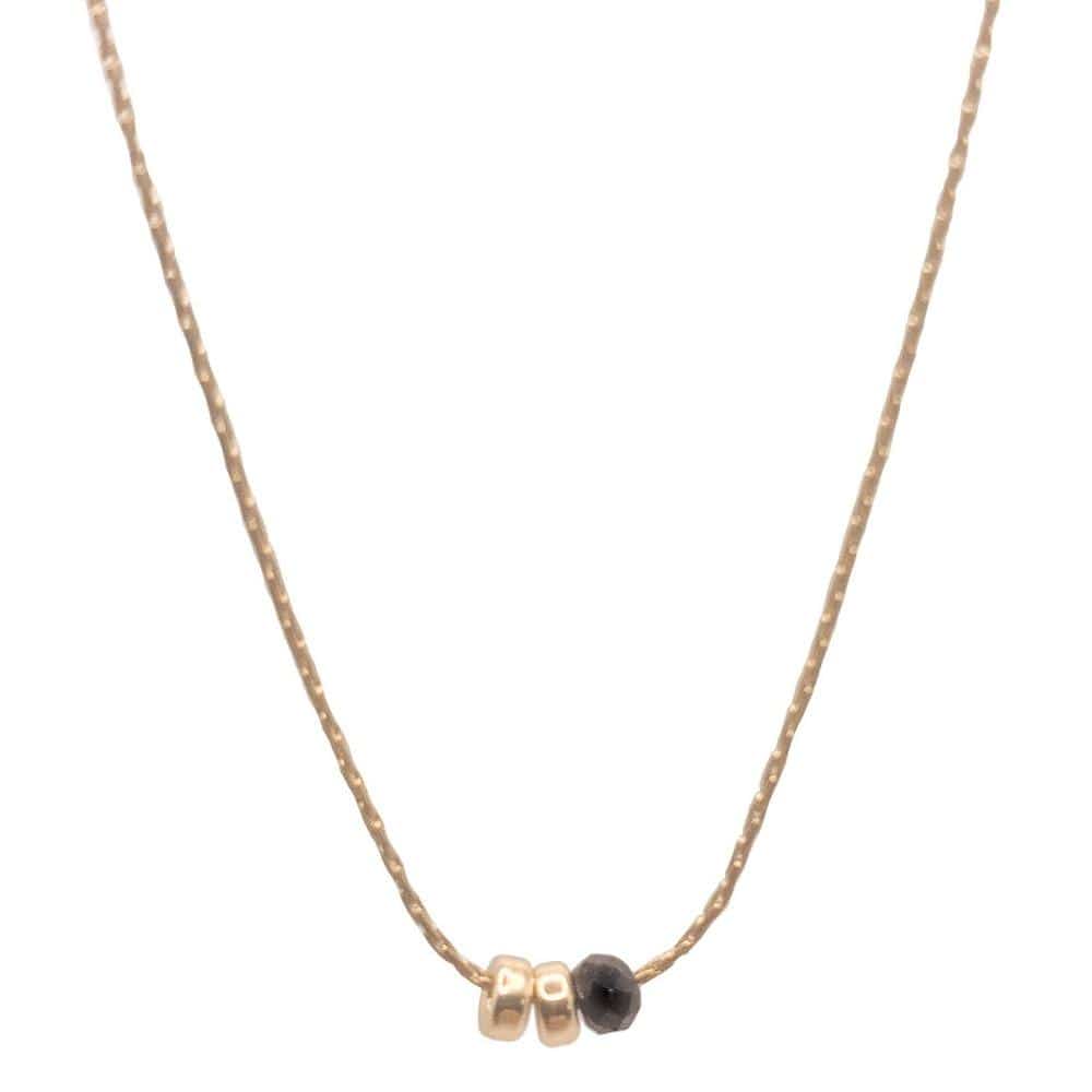 Black Spinel necklace with gold Duo Disks