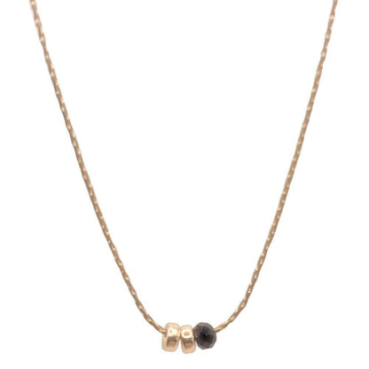 Black Spinel necklace with gold Duo Disks