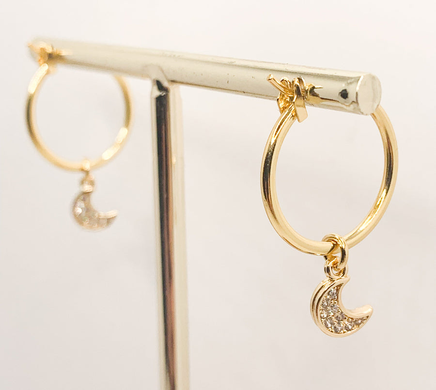 Mini Moon Large Hoops Earrings | Mi Cielo London