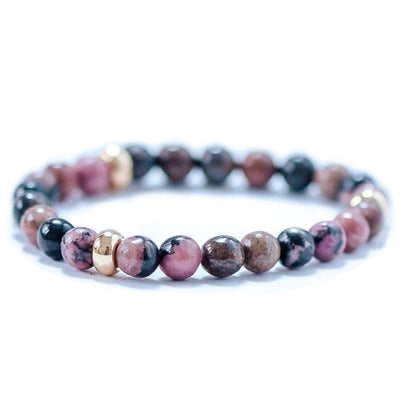 Dark Rhodonite Bracelet Gold 6mm | Mi Cielo London
