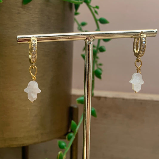 Mother Pearl Hamsa Hand Earrings