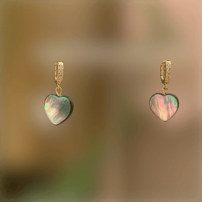 Abalone Heart Gold Earrings