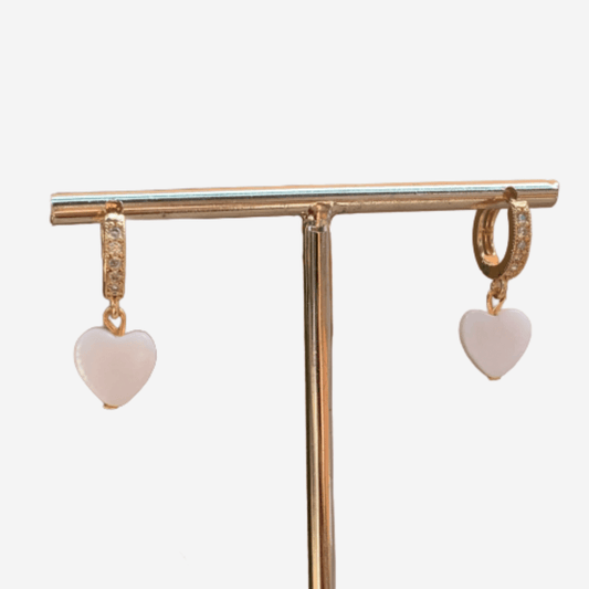 Mother Pearl Heart Earrings | Mi Cielo London